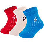 Supersox Baby's Cotton Ankle Length Socks With Silicone Grip - Red, Blue, Beige 3 Pairs (12 - 24 Months)