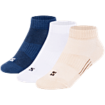 Supersox Kid’s Cotton Ankle Length Socks - Navy Blue, White, Beige 3 Pairs (2-5 Years)