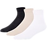 Supersox Women's Cotton Extra Soft Ankle Socks - Black, White, Beige 3 Pairs (Free Size)