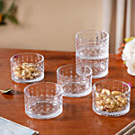 Nestasia Embossed Glass Snack Bowl - Cut Glass Texture 220 ml (Set of 6)
