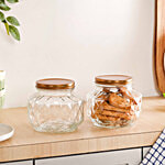 Nestasia Diamond Textured Airtight Glass Kitchen Jars 1.8 L (Set of 2)