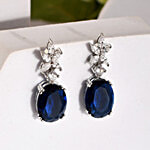 Voylla Sparkling Elegance Glam American Diamond Drop Earrings - Blue 1 Pair