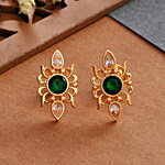 Voylla Abharan Green Stone Adorned Stud Earrings 1 Pair