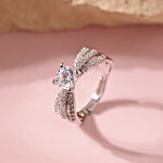 Voylla Valentine’s Day Celestial Triple-Band Solitaire Ring - Silver 1 pc