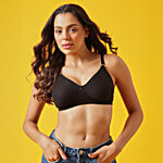 Clovia Cotton T-shirt Bra - Full Coverage, Non-Padded, Non-Wired, Black 1 pc (Size - 34D)