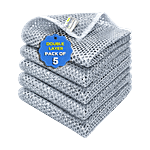 Softspun Steel Mesh Wire Dish Washer/Scrubber - Silver, 20 x 20 cm 5 pcs