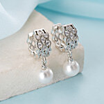 Aatmana Silver Plated Pearl Beaded Contemporary Drop Earrings 1 Pair (Adjustable)