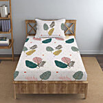 Dream Living Leaf Single Bedsheet With 1 Pillow Cover - 110 GSM 1 Set
