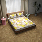 Dream Living Yellow Brushstroke King Bedsheet With 2 Pillow Covers - 130 GSM 1 Set