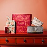 Lavie Scarlet Foldover Clutch, Mono Utility Pouch, Diary & Bookmark & Love Perfume 1 Set