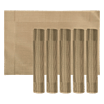 Kuber Industries Reversible Heat Resistant PVC Dining Table Mats - 46 x 30 cm, Light Brown 6 pcs
