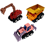 Joy Junction Mini Racer High Speed Pullback Diecast Dipper, Digger & Loader Toy 3 pcs