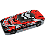 QIPS Speed Racer 29 Car-Shaped Racing Print Metal Pencil Box With Inner Tray - Red 1 pc
