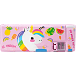 QIPS Be Unique Unicorn Print Double-Sided Plastic Pencil Box With Sharpeners - Pink 1 pc