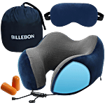 Billebon Premium Cooling Gel Memory Foam Neck Pillow Combo With Eye Mask - Navy Blue 1 Set
