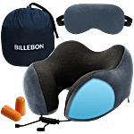 Billebon Premium Cooling Gel Memory Foam Neck Pillow Combo With Eye Mask - Grey 1 Set