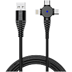 Dubstep Blaze Trinity 50W USB A To Micro & Type C & L Charging Cable - 1 Metre, Black 1 Unit