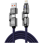 Nu Republic Blaze Fusion-Q 240W USB-A To Type-C & Type-L Data Charging Braided Cable - Blue 1 Unit
