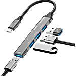 Dubstep Snaplink 4-in-1 Type C To USB Hub - Grey 1 Unit