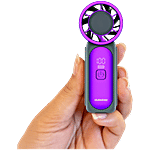 Dubstep Flo Mini Handheld USB Rechargeable Cooling Fan - 6x Speed Mode, LED Digital Display (Purple & Grey) 1 Unit