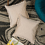 Hosta Homes Core Basics Solid Velvet Cushion Covers - 40 x 40 cm, Ivory 2 pcs