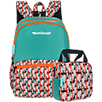 Aerobag Motley Themed School Backpack With Lunch Bag - Turquoise 15 L