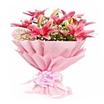 FERNS N PETALS Flower Bouquet - Captivating Asiatic Lilies 400 g