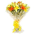 FERNS N PETALS Flower Bouquet - Sunshine Lilies 400 g