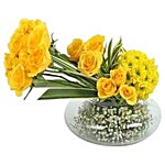 Ferns N Petals Pvt Ltd Flower Bouquet - Yellow Roses N Daisies Arrangement 400 g