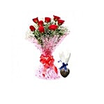 Blooms & Bouquets Combo - 8 Roses & Chocolate 1 pc