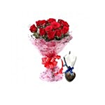 Blooms & Bouquets Combo - 15 Roses & Chocolate 1 pc