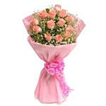 Blooms & Bouquets Flower Bouquet - 12 Charming Pink Roses 1 pc