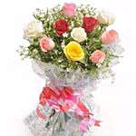 Blooms & Bouquets Flower Bouquet - 12 Charming Mixed Roses 1 pc