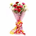 Blooms & Bouquet Flower Bouquet - 10 Mixed Carnations 1 pc