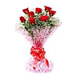 blooms & bouquets, whitefield Flower Bouquet - 8 Charming Red Roses 1 pc