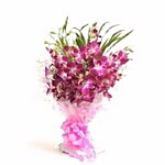 Blooms & Bouquets Flower Bouquet - 6 Purple Orchids 1 pc