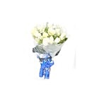 Blooms & Bouquets Flower Bouquet - White Rose Bunched With A Blue Ribbon 1 pc