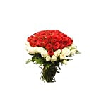 BLOOMS AND BOUQUETS Flower Bouquet - Red And White Roses 1 pc