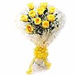 Blooms & Bouquets, BB Flower Bouquet - 12 Charming Yellow Rose 1 pc