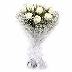 Blooms & Bouquets, BB Flower Bouquet - 12 Mesmerising White Roses 1 pc