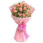 Blooms & Bouquets, BB Flower Bouquet - 12 Charming Pink Roses 1 pc