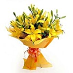 blooms & bouquets, Indiranagar Flower Bouquet - 6 Oriental Yellow Lily 1 pc