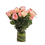 Fernsnpetals Indiranagar Flower Bouquet - Pink Roses N Vase 1 pc