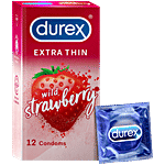 Durex Extra Thin Condoms - Wild Strawberry Flavoured 12 pcs