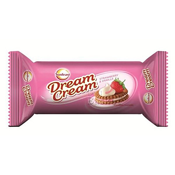 Buy Sunfeast Dream Cream Strawberry Vanilla 60 Gm Pouch Online at the