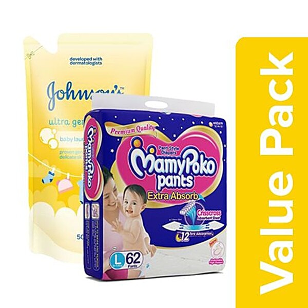 Buy bb Combo Johnsons Baby Laundry Detergent 500Ml + Mamypoko Pant