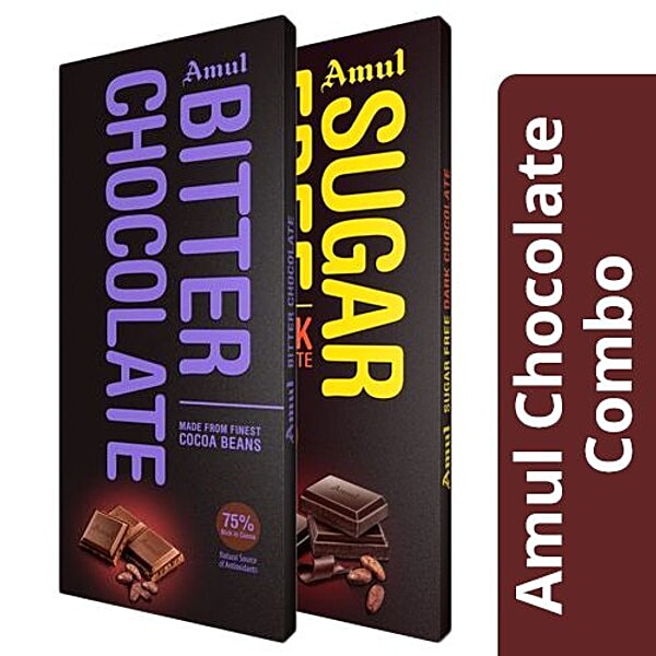 Buy Amul Bitter Chocolate 75 Cocoa 150G + Sugar Free Dark Chocolate