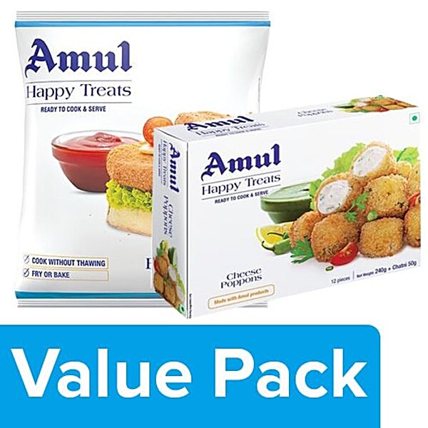 Buy Amul Happy Treats Veg Burger Patty 360G Ready To Cook Serve Cheese