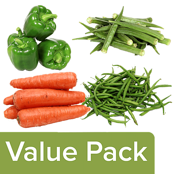 Buy Fresho Ladies’ Fingers + Beans French Ring + Carrot Local