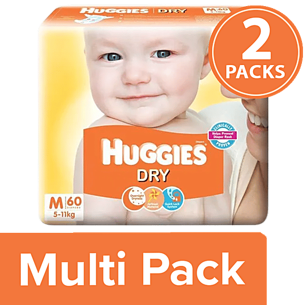 Buy Huggies New Dry Diapers Medium Size Online at Best Price of Rs
